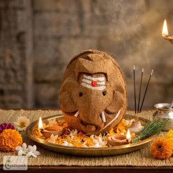 Coconut Shell Vinayagar Idol – Handmade Eco-Friendly Ganesha Statue for Home & Pooja Decor - ASR Exports  - India