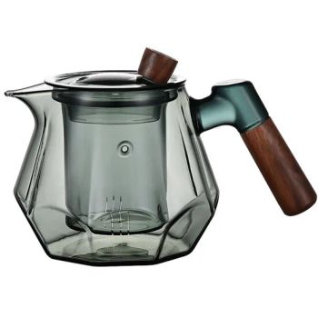 Easy One Click Tea Separation Filtration Glass Teapots with Wood Handle Wbb27323 - Ningbo Ezfocus Co., Ltd. - China