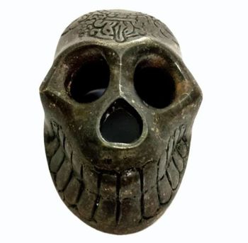 Decorative Brass Handicrafts Size 3" Shape skull Theme Modern Weight 110gm Color Polished Finish Antique Placement Table - Jcs India International - India