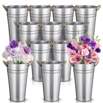 Galvanized Large Farmhouse Tin Metal Vase Flower Buckets Size Large MOQ 100PCS Shape Round Origin China Design Custom Model NO. - Fuzhou Liandesheng Trading Co., Ltd - China