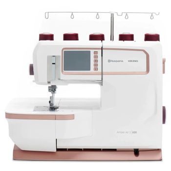Husqvarna Viking Amber Air Coverlock Free Arm Yes Knee Lift Hands-free Presser Foot Lift Speed Settings Five Different Speed Settings - Go Sewing - Indonesia