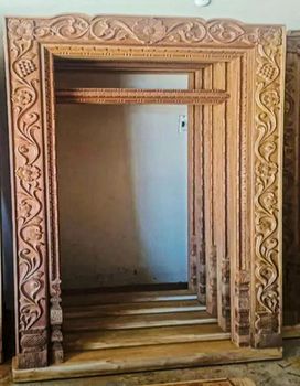 Wood Carving Door Frame Color Brown Type Outdoor Material Wood Height 7 Feet Shape Rectangular Usage/Application - Lala Timber - India