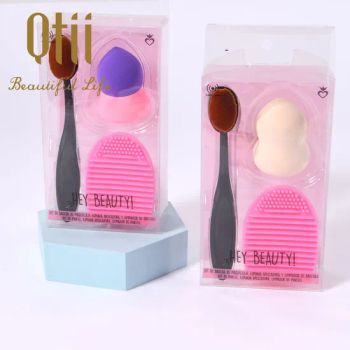 Foundation Round Toothbrush Free-Latex Sponge with Brush Cleaner Makeup Tool Kits - Ningbo Two Birds Industry Co., Ltd. - China