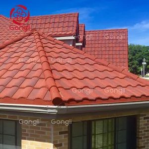 Stone Coated Metal Roof Tiles Shape Plain Layers 2 Layers HS Code 39259000 Surface Embossed Trademark Gongli Thickness - Guangdong Gongli Building Materials Co., Ltd. - China