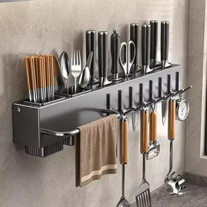 Cooking Utensils Holder Wall-Mounted Storage Kitchen Knives Rack Smart Kitchenware Organizer with Steel Hooks - Dongguan Simply Metal Products Co., Ltd. - China