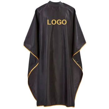 Custom Barber Cape Gold Rim Nylon/Polyester Fabric Hair Cutting Cape with Snaps Closure Waterproof Hairdressing Stylist Cape - Guangzhou Yuntesi Hairdressing Products Co., Ltd. - China