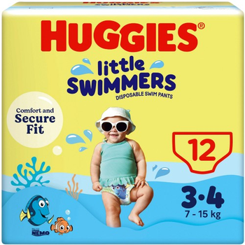 Huggies Little Swimmers Swim Nappies Size 3-4 12 Pants 7-15kg