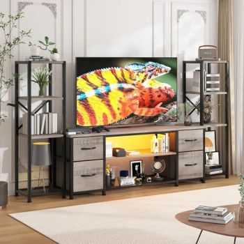 Greige Finish Heavy Duty Metal Frame TV Stand with Bookcases MOQ 50 Sets Condition New Trademark OEM Model NO. FLTS0023 Lead Time 25-35 - Weifang Fine Life Household Products Co., Ltd - China