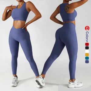 Sports Bras Yoga Clothing High Waist Ribbed Leggins Women Gym Fitness Activewear Set - Xiamen Evaricky Trading Co., Ltd. - China