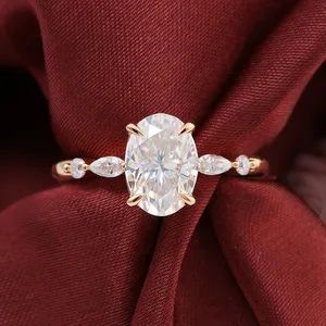 Classic Style Vvs Oval Cut Moissanite Jewelry Rings Dfe Color Loose Gemstone 14K Yellow Gold Rings for Men - Wuzhou Provence Jewelry Co., Ltd. - China