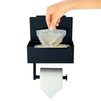 Self Adhesive Bathroom Toilet Roll Paper Holder Wall Mounted with Mobile Phone Shelf Flushable Wet Wipes Dispenser Storage - Qingyuan Xingxiang Hardware Products Co., Ltd - China