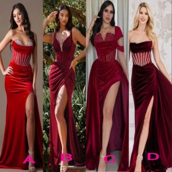Red Velvet Evening Prom Dresses for Bride Long Bridesmaid Dress 2026 A156 - Suzhou Leader Apparel Co., Ltd. - China