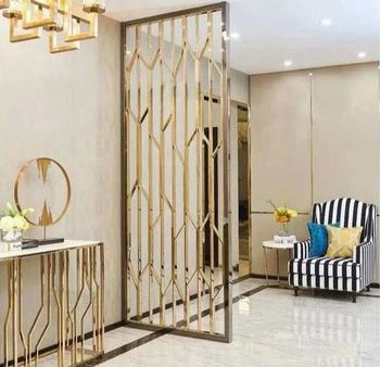 Room Partitions Screens Color Golden Colour Golden Assembly Required No No. of Panels 1 Panel Material Stainless Steel Installation Method Quick And Easy - Handicrafts Town (A Brand of Decorativs) - India