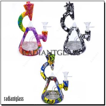 Colorful Silicone Hookahs Water Pipe DAB Rigs Portable Bubbler Water Glass Pipe - Hangzhou Radiant Glass Import & Export Co., Ltd. - China