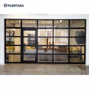 Glass Panel Sectional Garage Door with Small Pedestrian Door Price - Foshan Puertana Building Materials Co., Ltd. - China
