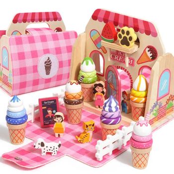 Montessori Toys Role Playing Wooden Ice Cream Pretend Toys Origin China Scale Medium Style Chinese Color as Photo Trademark - Ningbo Shone Med-Tech Co., Ltd. - China