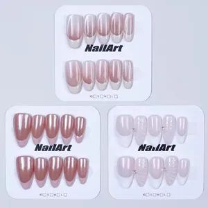 Cats Eye French Tip Press on Nails Acrylic False Nails Artificial Fingernails - Pingxiang Yoken Import & Export Trading Co., Ltd. - China