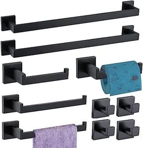 Sanitary Fittings 10-Pieces Matte Black Hook Ring Rack Bath Hardware Set - Shengze Industry Limited - China