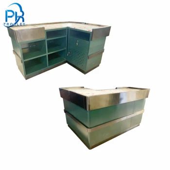 Green Powder Coated Supermarket Cash Checkout Counter - Suzhou Shunhong Metallic Products Co., Ltd. - China