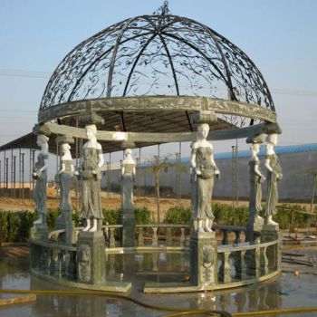 Western Artifical Garden Decoration Nature Marble Stone Gazebo with Lady Sculptures - Shijiazhuang Yuanzhao Import & Export Co., Ltd. - China