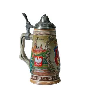Relief with Painted Ceramic Beer Stein Mug Custom Stylish Beer Stein Poland Souvenir Gifts for Oktoberfest - Xiamen Rising Chance Co., Ltd. - China