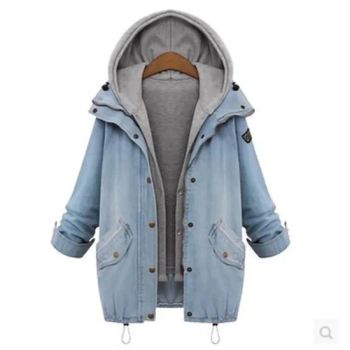 Womens Fashion 2 in 1 Hoodie Denim Jacket Hooded Vest Lining Casual Transition Denim Coat Outerwear Esg13445 - Ningbo Easyget Co., Ltd. - China