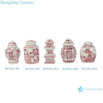 Red Green and White Mini Ginger Jar Ornaments Hanging Decor for Christmas Tree Decorations - JINGDEZHEN SHENGJIANG CERAMICS TRADING CO., LTD. - China