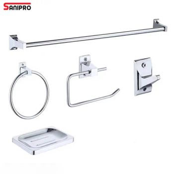 Sanipro Hot Selling 5 Pieces Chrome Finished Bath Fittings Accessories Zinc Alloy Ss201 Wall Mounted Bathroom Hardware Sets - Ningbo Master Building Material Co., Ltd. - China