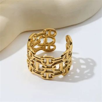Fashion Adjustable Gold Silver Brass 18K Gold Plated Link Chain Rings Jewelry for Women - Fujian Junqing Trade Co., Ltd. - China