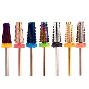 Professional Tungsten Carbide Gold 5 in 1 Large Barrel Safety Bit for Nail Art Drill Machine Manicure Nail Drill Bits - Guangzhou Skyrann Electronic Tech Co., Ltd. - China