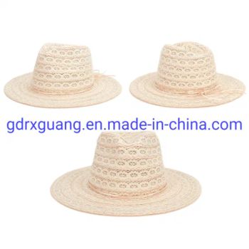 Outdoor Unisex Braid Floppy Fedora Beach Panama Cap Straw Hats - Guangdong RongGuang Clothing Co.,Ltd - China