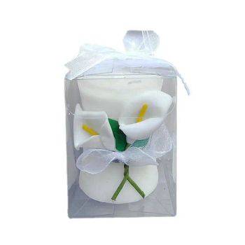 Calla Lily Flower White Vase Candle Wedding HPJJ2018 10x10x10cm 0.5kg PVC Box 15D MOQ100 - Wuxi Hengpei Import & Export Co., Ltd. - China