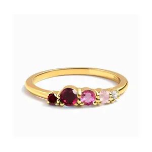 Wholesale Fine Jewelry 925 Sterling Silver Gold Plated Color CZ Garnet Gemstone Rings for Women - Guangzhou Peishang Jewelry Co., Ltd. - China
