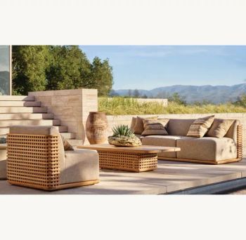 Garden Sets Outdoor Patio Raw Wood Living Room Sofa Set Hotel Parties Outdoor Furniture Teak Sofa - Foshan Hongkai Furniture Co., Ltd. - China