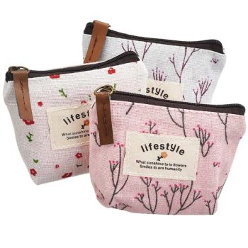 Flower Travel Women Cosmetic Makeup Bag Cute Canvas Zipper Pencil Pen Cases Bag - Quanzhou Sheng He Xing Bag Co., Ltd. - China