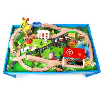 Factory Sustainable Eco-Friendly Wooden 83 PCS Wooden Train Tracks Toy Railway Table Toy for Kids - Ningbo V. K. Industry and Trading Co., Ltd. - China