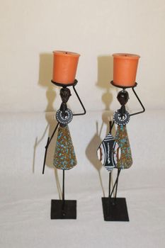 MAASAI CANDLE HOLDERS Length 30cm Theme Home Decor Style Traditional Type Candle Holder Color Multicoloured Technique Traditional - SAAH CRAFT ENTERPRISES LIMITED - Canada