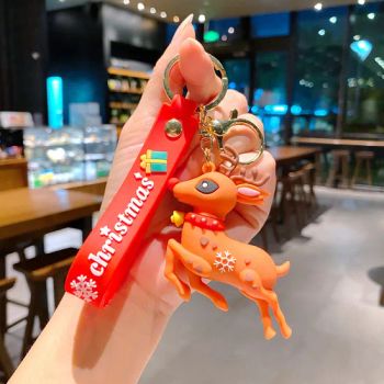 Cartoon PVC Santa Tree Claus Snowman 3D Keychain Rubber Key Chains with Lanyard Bag Backpack Decoration Christmas Gift - Guangzhou Wangjia Leatherware Co., Ltd. - China