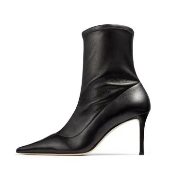 High Heel Booties Black Stretch Sock Ankle Boots for Women - Sichuan Jinyou Shoes Co., Ltd. - China