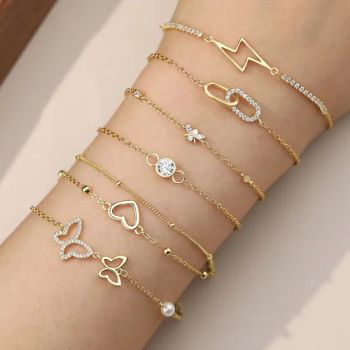 Fashion Fine Jewelry 925 Sterling Silver Geometric Lightning Paperclip Insect Bee Heart Butterfly Charms Bracelets for Women Girls - Guangzhou Peishang Jewelry Co., Ltd. - China