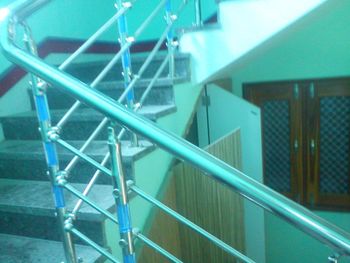 Home Stairs Steel Railing with Acrylic Vertical, For Construction - Chanderiya Steel And Railing Accessories - India