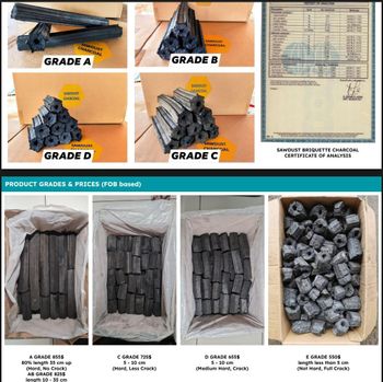 Sawdust Briquette Charcoal Ash Content Low Ash Heat Output High Heat Form Briquettes, Charcoal Burn Time Long Burning - CV.International ekspora - Indonesia