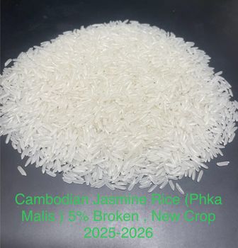 Cambodian Jasmine Rice 5% Broken Purity 92% Damage Level 0.50% Moisture Content 14% Broken Percentage 5% Chalky Particle Level - Fang Ly Rice Mill. - Cambodia