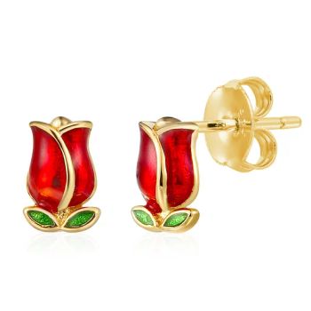 925 Silver Rose Shape Fashion Fine Jewelry Enamel Earrings Age Youth Color Gold Shape Square Gender Female Packing OPP - Guangzhou Angel jewellery co.,ltd - China