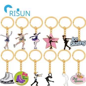 Factory Metal Enamel Snow Sports Ice Skate Boot Roller Skates Keyring Key Chain Jewelry Gift Custom Winter Hockey Speeding Ice Skater Figure Skating Keychain - Shenzhen Risun Trading Co., Ltd. - China