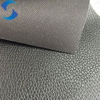 Black Litchi Pattern Rexine Leather Synthetic Sofa Leather Faux Artificial Furniture PVC Leather - Jiaxing Texson Textile Co., Ltd. - China