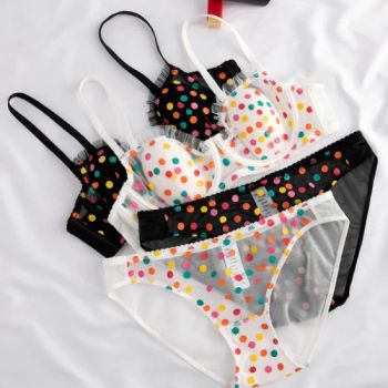 Polka DOT Soft Steel Ring Lace Sexy Bra Hollow out Wholesale Sexy Women Underwear Set - Market Union Co. Ltd. - China