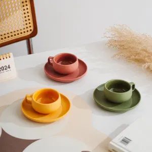 New Trend Ceramic Mugs Restaurant Cafe Home Unique Handgrip Tea Cups Saucers - Market Union Co. Ltd. - China