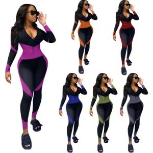 Womens Jumpsuit Sexy Patchwork Color Zipper Casual One Piece Women Jumpsuits Rompers - Jupin Group Co., Ltd. - China