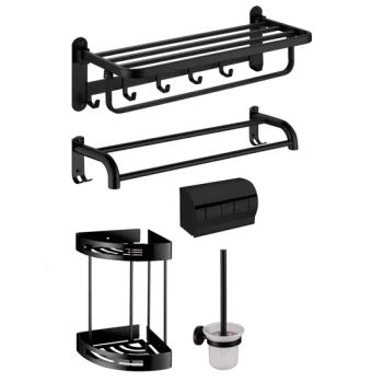 Matte Black Bathroom Hardware Accessories Set Stainless Steel Bath Hardware Set - Jiangmen City Jiangshuntong Hardware Manufacturing Co.,LTD. - China